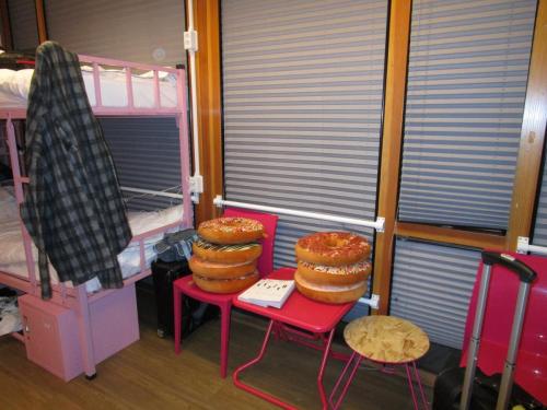 All the hostel rooms have themes - cool daring women stuff, even one kink one. Mine? Donuts