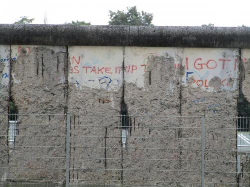 One of the remaining pieces of the actual Berlin Wall.